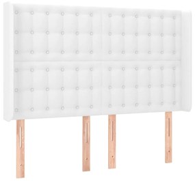 Tablie de pat cu aripioare, alb, 147x16x118 128 cm, piele eco 1, Alb, 147 x 16 x 118 128 cm