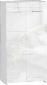 HOMCOM Dulap pentru Pantofi Lucios, Mobilier Modern cu Rafturi Reglabile pentru Hol, Coridor, Capacitate 10 Perechi, Alb | Aosom Romania
