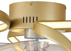 Ventilator de tavan alamă 55cm incl. LED Dimmabil cu telecomandă - Mandy