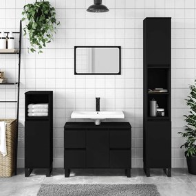 vidaXL Dulap pentru baie, negru, 80x33x60 cm, lemn compozit