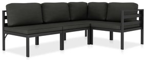 vidaXL Set mobilier de grădină cu perne, 4 piese, antracit, aluminiu
