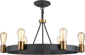Quintiesse QN-SILAS-6P-DZ - Candelabru SILAS pe tijă, 6xE27/60W/230V, negru/auriu
