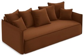 Canapea teracotă extensibilă/cu spațiu de depozitare cu tapițerie din catifea 225 cm Hula – Makamii
