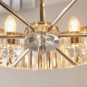 Endon 90263 - Candelabru Chesterfield pe lanț, 6 x E14, 6 W, 230 V, diametru 55 cm, crom lucios