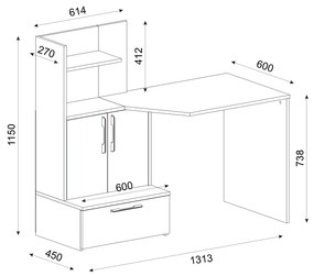 Birou, Dynamic Space, UnicUtil, 131.3 x 60 x 115 cm, Alb - Maro, UUDESK29