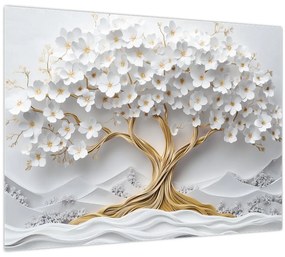 Tablou – Arborele vieții 3D plin de flori (70x50 cm)