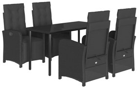 3212537 vidaXL Set mobilier de grădină cu perne, 5 piese, negru, poliratan