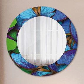 Oglinda cu decor rotunda Fluture albastru și verde