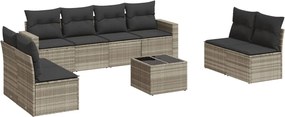 vidaXL Set canapele de grădină cu perne, 9 piese gri deschis poliratan