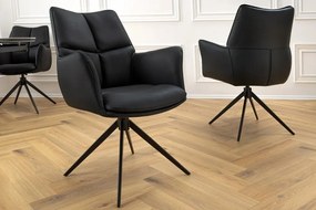 Scaun pivotant modern, Piele Naturala, Negru, PAPILLON