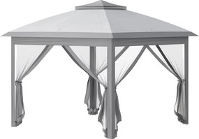 Outsunny Foișor Pliabil cu Plasă de Țânțari, Baldachin Dublu, Înălțime Reglabilă și Geantă, 330x330x288 cm, Bej | Aosom Romania