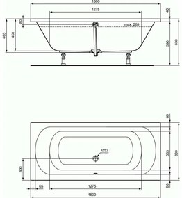 Cada dreptunghiulara Ideal Standard Hotline Duo 180x80 cm