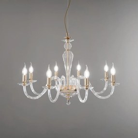 Ondaluce - Candelabru suspendat pe cablu PAGANINI 6xE14/10W/230V Ø 70 cm auriu/sticlă transparentă