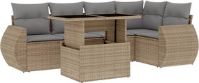 vidaXL Set canapele de grădină cu perne, 6 piese, bej, poliratan