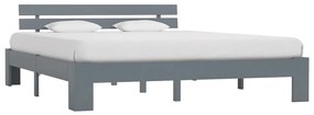 283170 vidaXL Cadru de pat cu tăblie, gri, 160x200 cm, lemn masiv de pin
