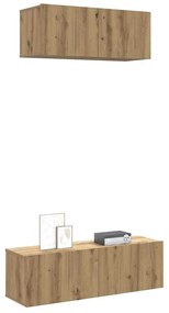 vidaXL Set dulap TV 2 piese montat pe perete Stejar artizanal