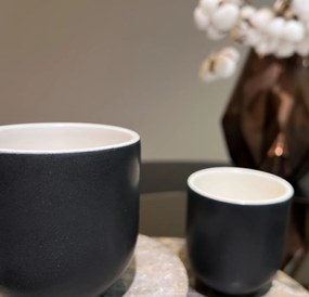 Pahar Black Beauty Novum (Negru Carbon Mat - Alb Mat interior) Gresie Ceramica Glazurata Manual