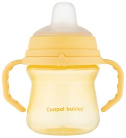 Pahar care nu se varsă, Canpol Babies cu gura moale, galben, 150 ml