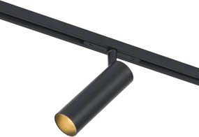 Sistem de iluminat pe șină modern negru cu 6 spoturi și 4 lămpi suspendate Easylift monofazate - Slimline Uzzy Tira