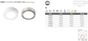 Spot LED aplicat tavan 17cm SURF nickel 12W 2700K 100854 SU