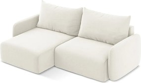 Colțar crem extensibil/cu spațiu de depozitare cu tapițerie din catifea (cu colț pe partea stângă/cu șezlong) Kalena – Makamii