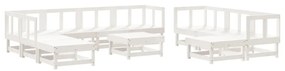 3186411 vidaXL Set mobilier grădină, 11 piese, alb, lemn masiv pin