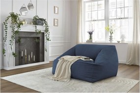 Fotoliu bean bag albastru închis cu tapițerie din catifea reiată Lilibet – Bobochic Paris