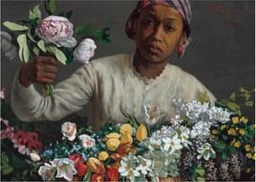 Tablou - Frédéric Bazille, Young Woman with Peonies, reproducere (70x50 cm)