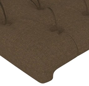 Cadru de pat cu tablie, maro inchis, 100x200 cm, textil Maro inchis, 100 x 200 cm, Design cu nasturi