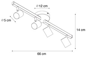 Spot de plafon negru GU10 50mm cu 4 lumini, inclusiv iluminare de fundal - Back Up