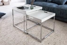 Set de 2 masute design industrial Elements alb