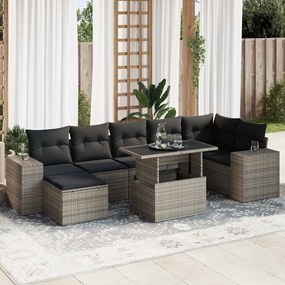 vidaXL Set canapele de grădină cu perne, 8 piese, gri, poliratan