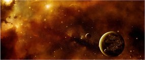 Tablou - Planete cu nebuloasă (120x50 cm)