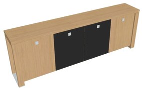 Dulap mic Verno+ S 260 x 46 x 90 cm, uși combinate, stejar deschis / negru