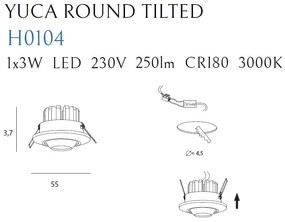 Spot LED directionabil incastrabil tavan fals YUCA ROUND TILTED alb H0104 MX
