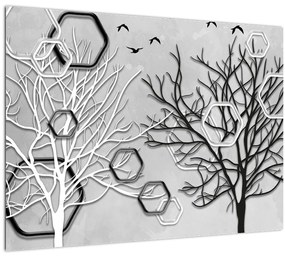 Tablou abstract cu pomi (70x50 cm)