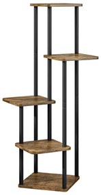 Suport de flori din metal, negru/lemn rustic, ADITE