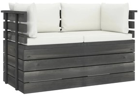 3061733 vidaXL Canapea grădină din paleți, 2 locuri, cu perne, lemn masiv pin