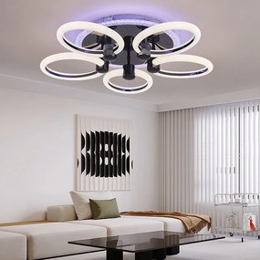 Lustra Led Cu Telecomanda, Elit's, Opal J, 136 w Intensitate Reglabila, RGB, NEGRU