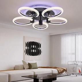 Lustra Led Cu Telecomanda, Elit's, Opal J, 136 w Intensitate Reglabila, RGB, NEGRU