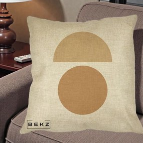 Perna Decorativa Geometric Minimalist Auriu, 40x40 cm, Crem, Husa Detasabila, Perna Inclusa, BEKZ®