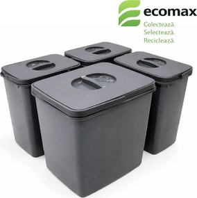 Cos gunoi incorporabil in sertar, Ecomax Jazz 45, colectare selectiva, gri orion, 1 x 15 l + 3 x 7 l Polipropilena, Gri orion, L:391 mm; A:461 mm;
