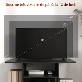 Mobilier Pentru Tv in Lemn cu Roti HOMCOM, Negru,40x40x80cm| Aosom RO | Aosom Romania
