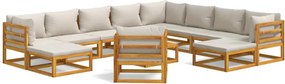 vidaXL Set mobilier grădină cu perne gri deschis, 12 piese, lemn tec