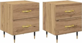vidaXL Dulap de noapte 2 pcs Stejar Artizanal 40 x 35 x 47,5 cm