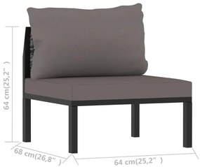 Canapea modulara de mijoc cu perna, antracit, poliratan 1, Antracit, canapea de mijloc