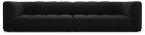 Canapea Serena cu 4 locuri si tapiterie din catifea, negru