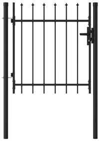 vidaXL Poartă de gard cu o ușă, vârf ascuțit, negru, 1 x 1 m, oțel