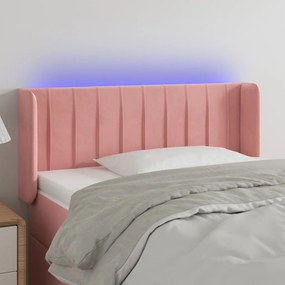 3123521 vidaXL Tăblie de pat cu LED, roz, 103x16x78/88 cm, catifea