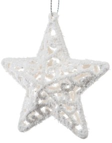 Decorație de Crăciun Carlita Stea albă, 8 x 8 x1,5 cm, plastic